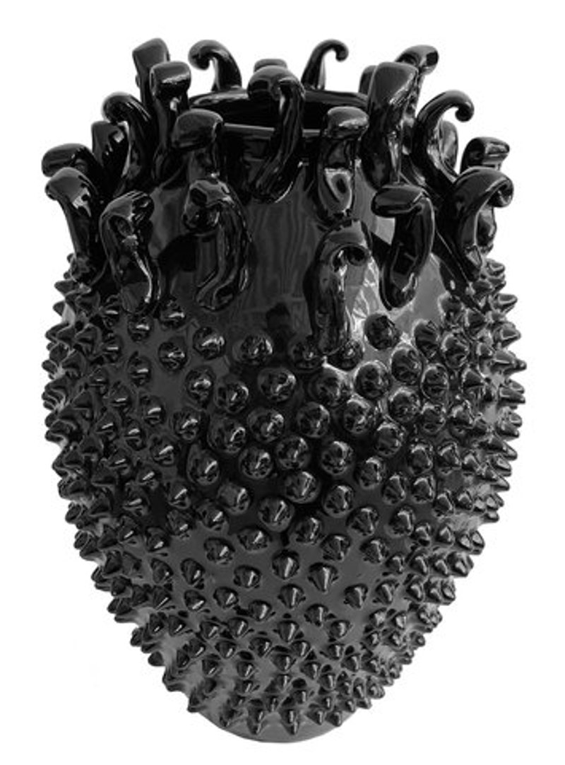 Vaso Ouriço-do-Mar Preto 22x18,5cm