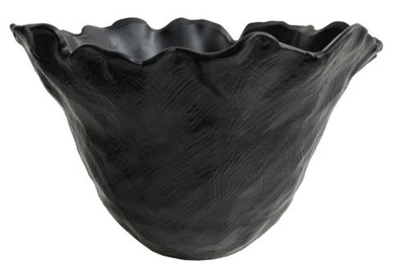 Vaso Borda Ondulada Preto 32x21cm