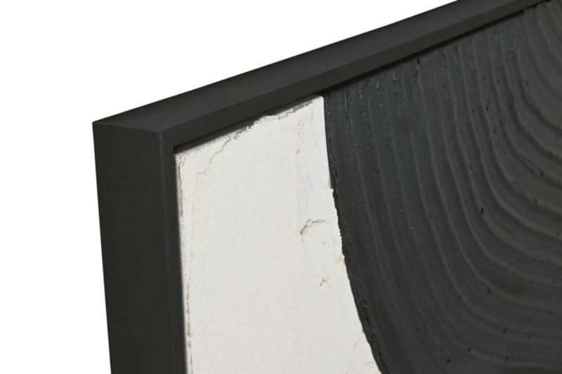 QUADRO MADEIRA  ABSTRATO PRETO E BRANCO