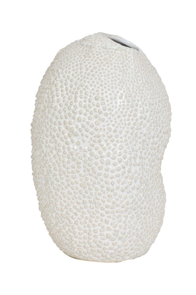 JARRA CERAMICA CREME+BRANCO COM RELEVO KYANA 18x28
