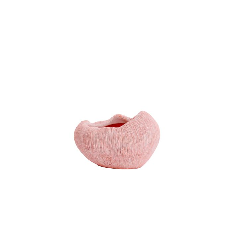 Vaso Cerâmica Borda Irregular Rosa Claro 34X28X21