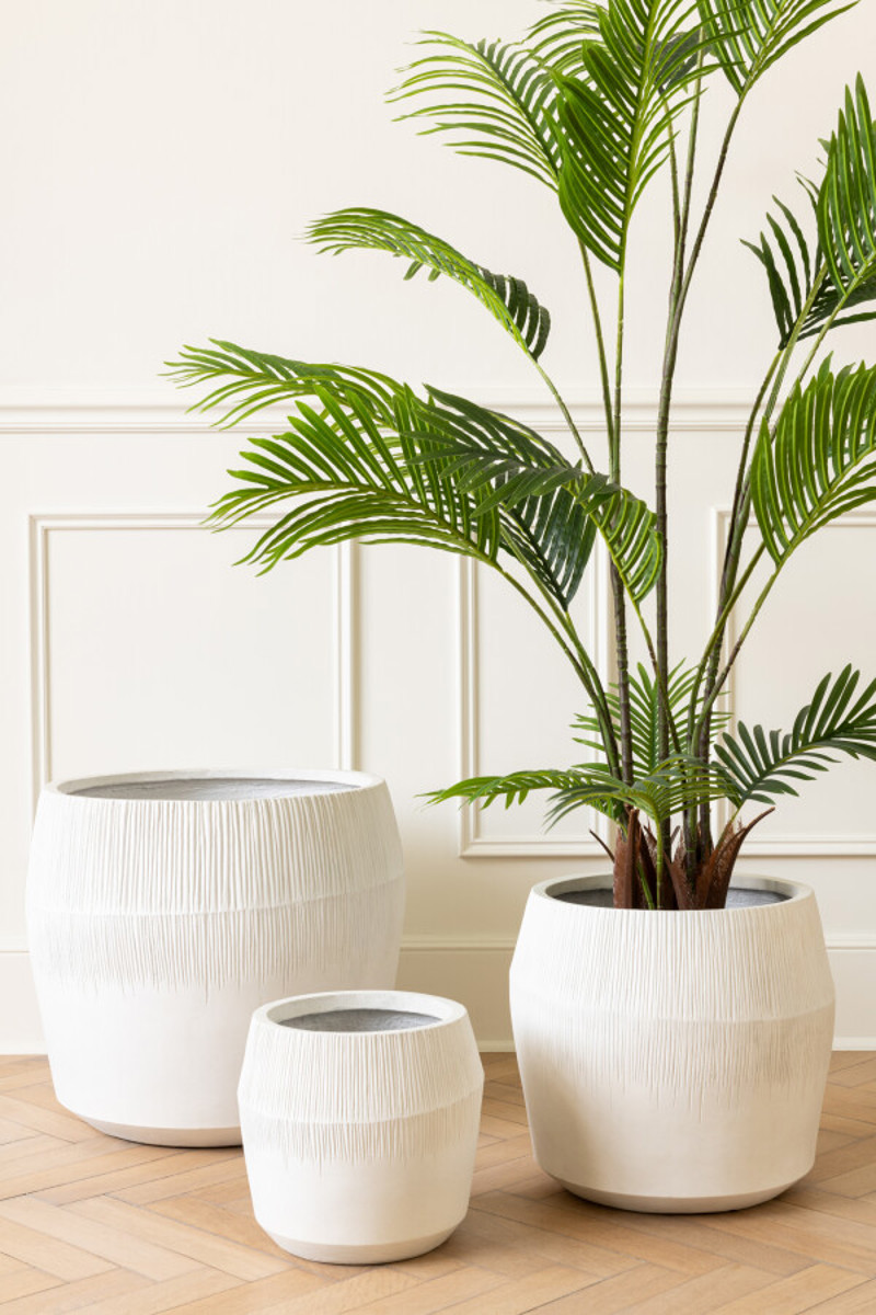Vaso de fibra de barro branca 29.5x29.5x26.5