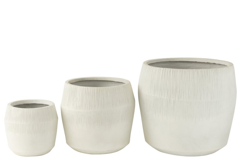 Vaso de fibra de barro branca 29.5x29.5x26.5