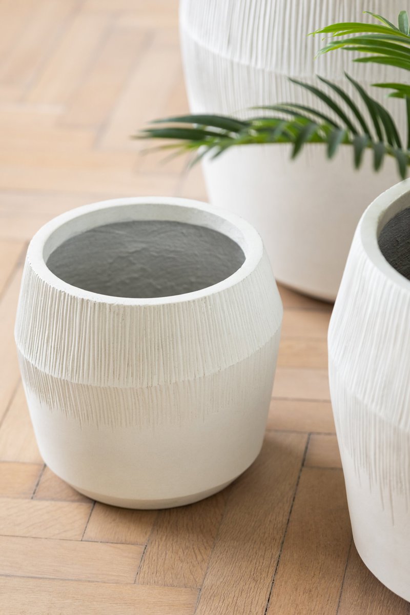 Vaso de fibra de barro branca 29.5x29.5x26.5