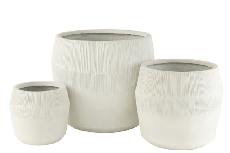 Vaso de fibra de barro branca 29.5x29.5x26.5