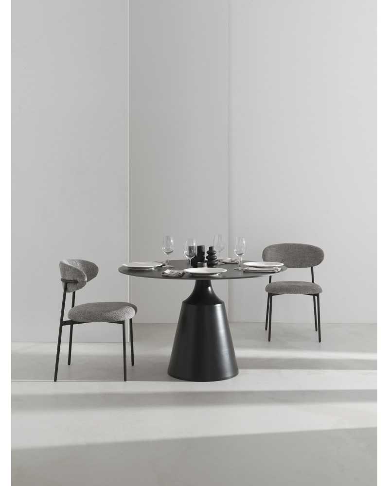 Mesa de refeição redonda 120cm c/ base metal preta