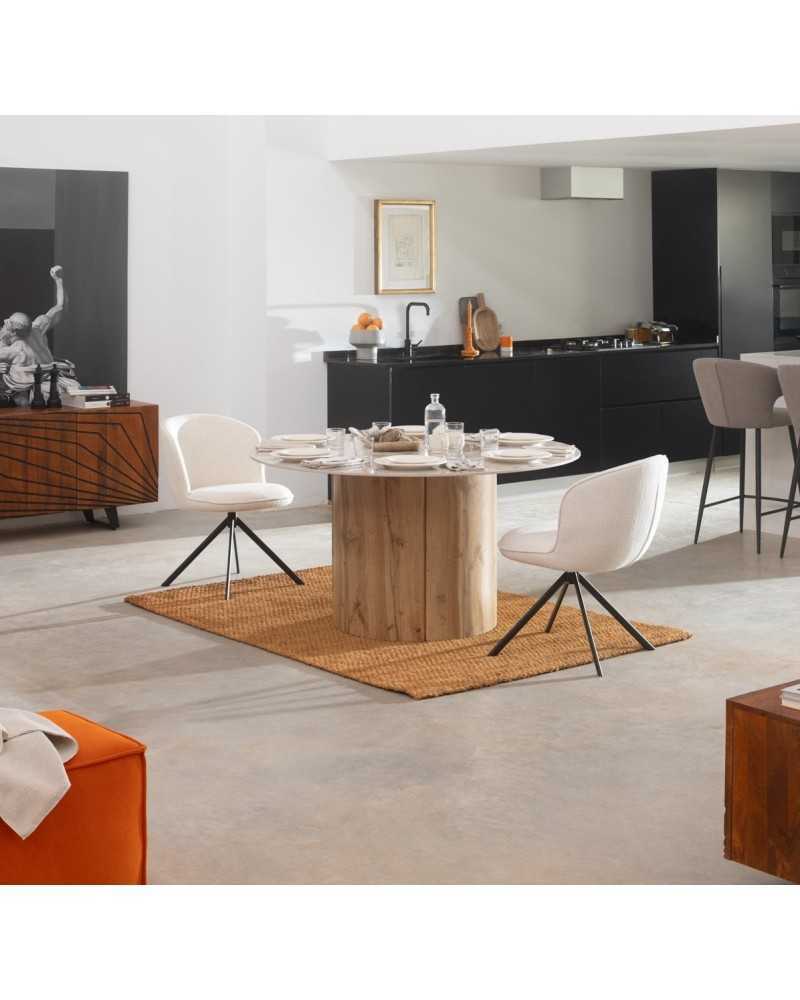 Cadeira tweed blanco com pés metálicos