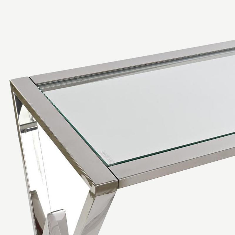 CONSOLA VIDRO MDF 160X45X80 MARROM CLARO