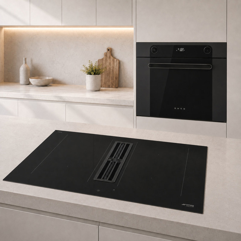 Placa de indução com exaustor SMEG