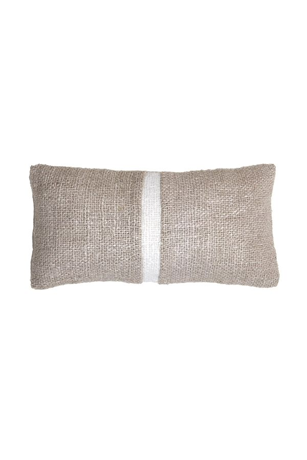 Almofada Bege e Listra Branca 60x30