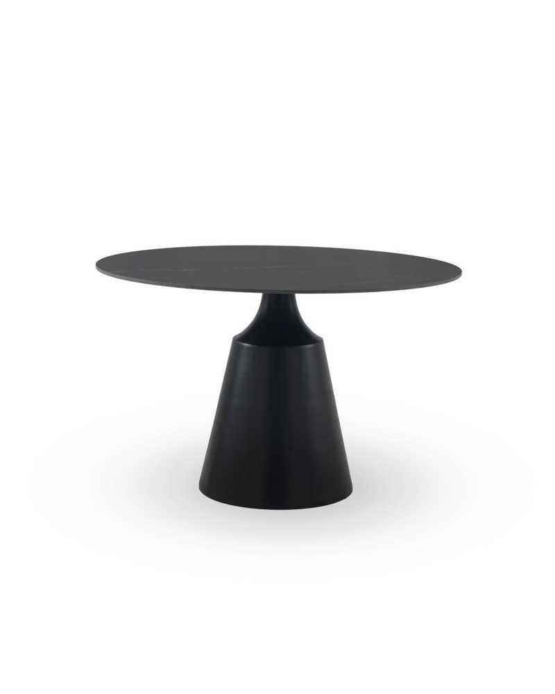 Mesa de refeição redonda 120cm c/ base metal preta