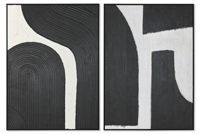 QUADRO MADEIRA  ABSTRATO PRETO E BRANCO