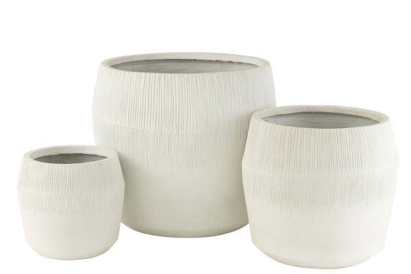 Vaso de fibra de barro branca 29.5x29.5x26.5